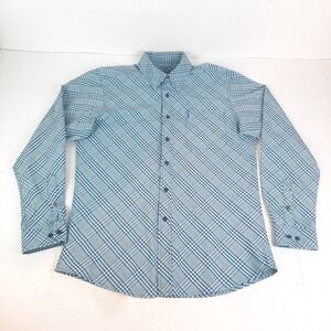 🔥Cinch Men Modern Fit Button Down Shirt Size Medium Blue Plaid Pattern C9